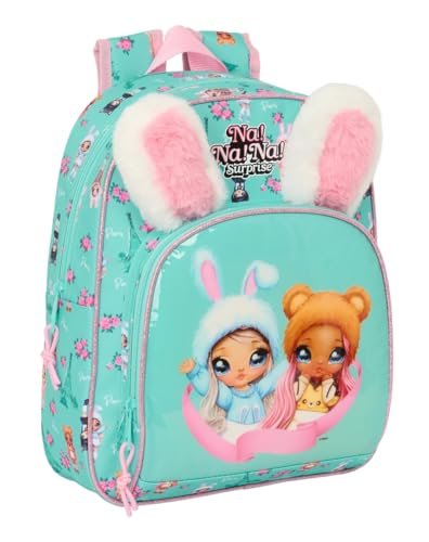 Safta NANANA BUNNY plecak dziecięcy, idealny dla dzieci w różnym wieku, wygodny i wszechstronny, jakość i wytrzymałość, 28 x 10 x 34 cm, turkusowy/różowy, M, Casual