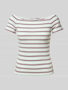 T-shirt z dekoltem w łódkę - Koszulki i topy damskie - miniaturka - grafika 1