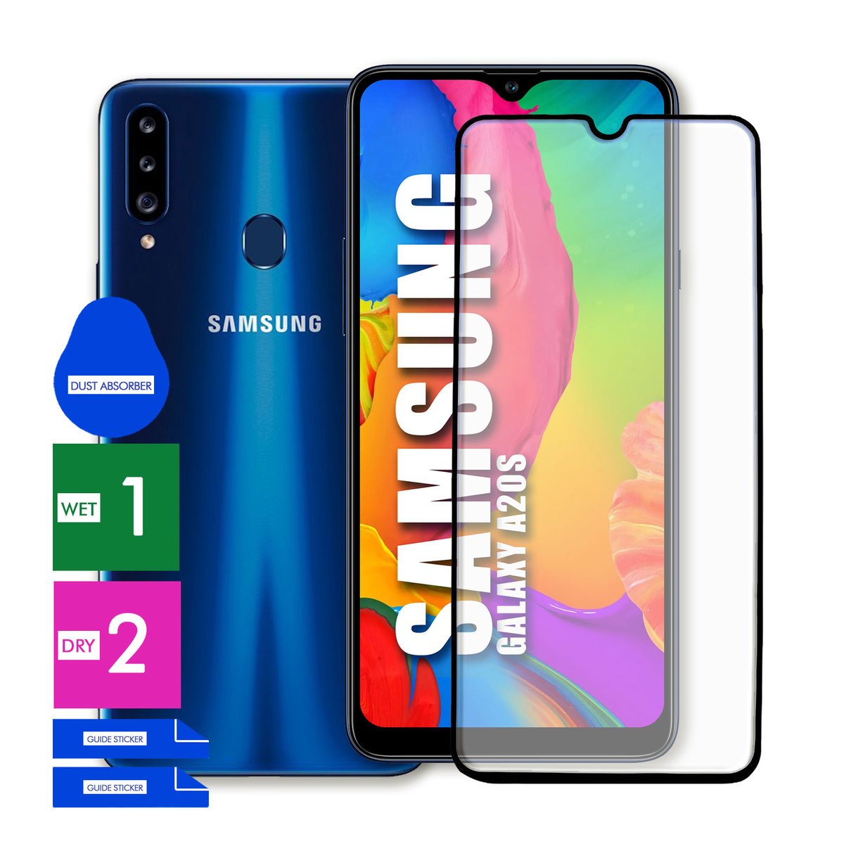 SZKŁO OCHRONNE DO SAMSUNG GALAXY A20S HARTOWANE 9H PEŁNE CAŁY EKRAN 5D