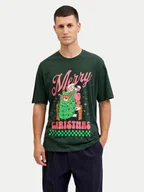 Koszulki męskie - Jack & Jones T-Shirt Holiday Cartoon 12287550 Zielony Relaxed Fit - miniaturka - grafika 1