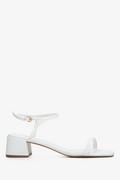 Sandały damskie - Białe sandały damskie na niskim obcasie ze skóry naturalnej Estro ER00112451 - miniaturka - grafika 1