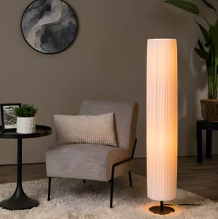 Lampa stojąca Fold z białym plisowanym kloszem, wysokość 120 cm - Lampy stojące - miniaturka - grafika 1