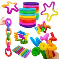 Zabawki sensoryczne - Tuby Rurki SENSORYCZNE Montessori Pop Tube Zestaw 10 Prezent ANTYSTRESOWE - miniaturka - grafika 1