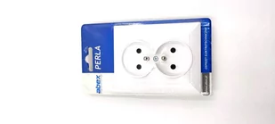 Abex Perła biały gniazdo podwójne +0) PT-6P PT-6P-bialy - Gniazdka elektryczne - miniaturka - grafika 1