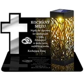 Lampiony i znicze - ZNICZ SOLARNY LED WIECZNY PODSTAWKA NA CMENTARZ GRÓB lampka Krzyż 3D DLA MĘŻA - miniaturka - grafika 1