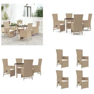 Meble ogrodowe - vidaXL 5-częściowy ogrodowy zestaw jadalny z poduszkami z beżowego polirattanu - ogrodowy zestaw jadalny - ogrodowe zestawy jadalne - zestaw jadalny - zestaw jadalny na taras - miniaturka - grafika 1
