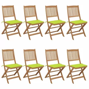 vidaXL Lumarko Składane krzesła ogrodowe z poduszkami, 8 szt., drewno akacjowe! 3075032 - Fotele i krzesła ogrodowe - miniaturka - grafika 1