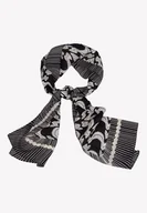 Apaszki i szaliki damskie - Elegancki czarny szal jedwabny 35 cm x 140 cm - miniaturka - grafika 1