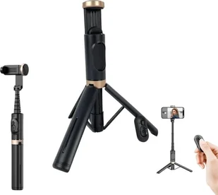 Selfie Stick + Statyw do telefonu 2w1 z pilotem czarny 73cm - Selfie stick - miniaturka - grafika 1