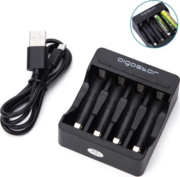 Ładowarka Aigostar Ładowarka do akumulatorków od 1 do 4 ogniw AA/AAA zasilana z USB Ładowarka do akumulatorków od 1 do 4 ogniw AA/AAA zasilana z USB