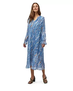 Sukienki - Minus Damska sukienka Rikka Mia z dekoltem w kształcie litery V, dżinsowy niebieski nadruk graficzny, 6 - grafika 1