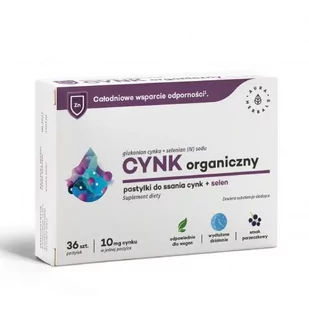 STELLA NUTRITION SP. Z O.O. Cynk organiczny (10mg) + selen - pastylki do ssania 36 szt. CYNKPAS3 - Witaminy i minerały - miniaturka - grafika 1