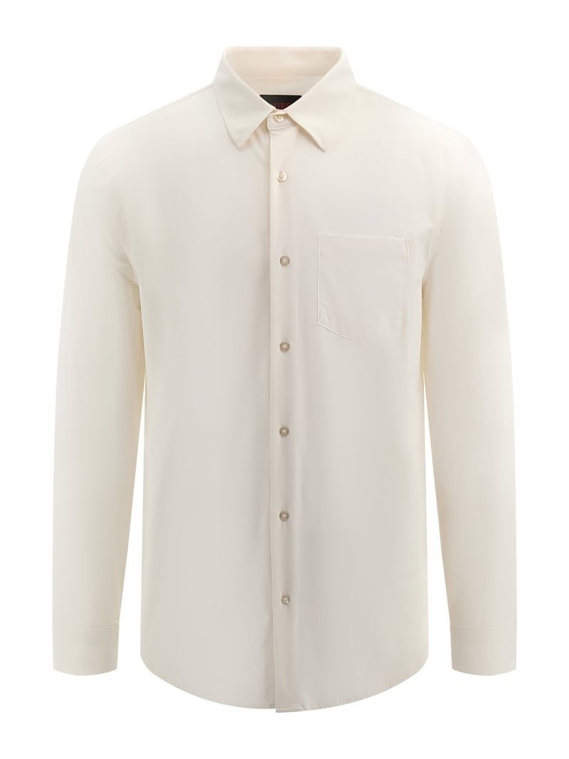 GUESS ECRU KOSZULA ELEGANCKA Z DŁUGIM RĘKAWEM Z MIKROWZOREM XL GNA