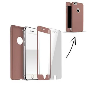 Finoo Etui na telefon komórkowy iPhone 6 Plus/6S Plus, pełna ochrona 360 stopni, z przodu i z tyłu, pełna ochrona, pełne pokrycie, etui ochronne w kolorze różowego złota, w zestawie ze szkłem - Etui i futerały do telefonów - miniaturka - grafika 1