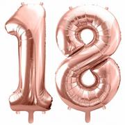 Balony i akcesoria - Duże Balony Urodzinowe Różowe Złoto Cyfra 18 Hel Powietrze Dekoracja Ozdoba Prezent Upominek - miniaturka - grafika 1