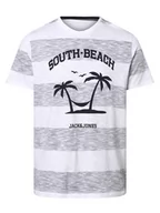 Koszulki męskie - Jack & Jones - T-shirt męski  JJSummer, szary|biały - miniaturka - grafika 1