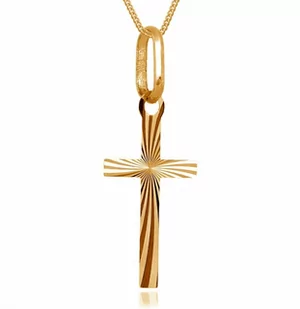 Murrano Złoty Krzyżyk 333 La Luce z Łańcuszkiem Grawer ZZ-089_PAN-333-1MM - Biżuteria religijna - miniaturka - grafika 1