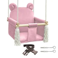 Leżaczki i huśtawki - Huśtawka Dla Dzieci do domu ogrodu Miś pink Velvet - miniaturka - grafika 1