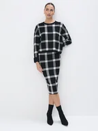 Spódnice - Mohito - Czarna spódnica midi w kratę - czarny - miniaturka - grafika 1