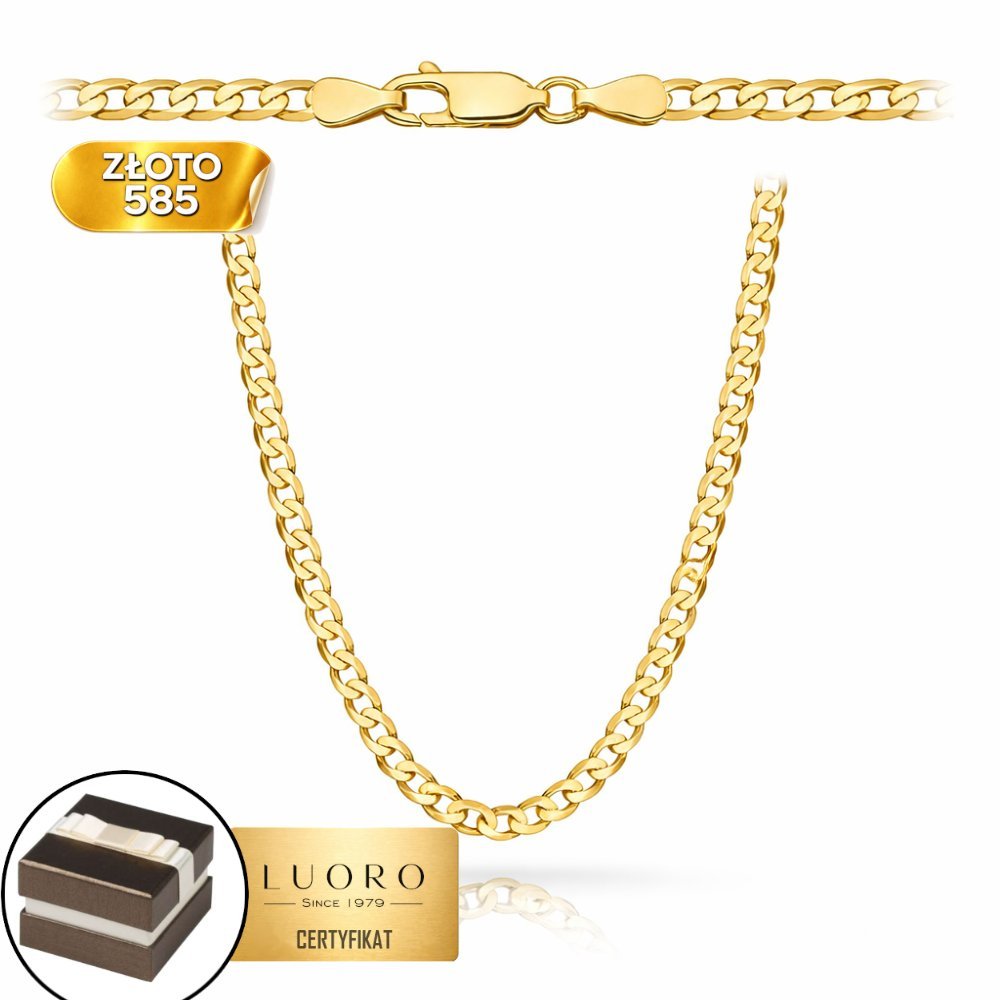 ŁAŃCUSZEK ZŁOTY 585 14K SPLOT PANCERKA GŁADKA 60 CM ELEGANCKI PREZENT