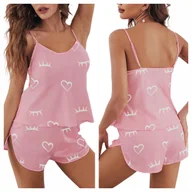 Piżamy damskie - Piżama satynowa spodenki top dwuczęściowa - M - miniaturka - grafika 1