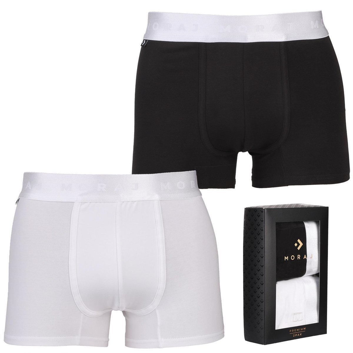 BOKSERKI MĘSKIE Gładkie Premium 2 Pak MORAJ r. XL