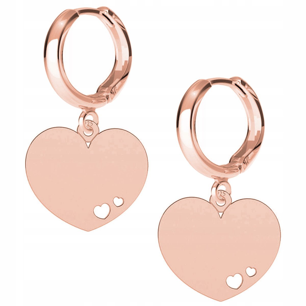 Kolczyki Serce Serduszko różowe złoto 925