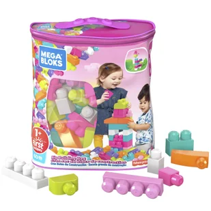 Fisher Price Mega Bloks 60 el. Torba różowa - Lee Child - Klocki - miniaturka - grafika 1