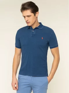 Koszulki męskie - Ralph Lauren Polo Polo 710536856 Granatowy Slim Fit - grafika 1