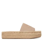 Espadryle damskie - Espadryle Calvin Klein Flatf Espa Mule Nub Mg HW0HW02890 Beżowy - miniaturka - grafika 1