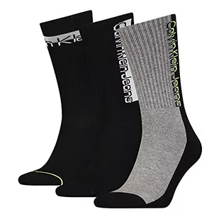 Calvin Klein Męskie skarpety Crew Sock Calvin Klein Jeans Athleisure Men's Crew Socks 3-pak, czarny, rozmiar uniwersalny - Skarpetki męskie - miniaturka - grafika 1