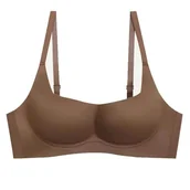 Biustonosze - Miękki biustonosz bezszwowy z push-up - Brązowy S - miniaturka - grafika 1