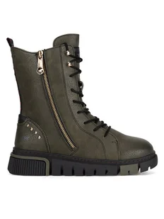 Mustang Botki 1502-502 Khaki - Botki damskie - miniaturka - grafika 1