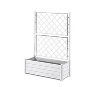 Donice - STEFANPLAST Prostokątna skrzynka na kwiaty z kratą - Wykończenie drewniane - 100 x 43 x wys. 142 cm - 80 L - Biały - miniaturka - grafika 1