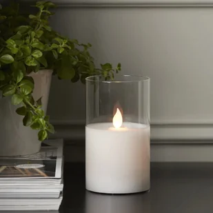 Świeca Led woskowa szklana M-TWINKLE biała 10cm ruchomy płomyk - Świece - miniaturka - grafika 1