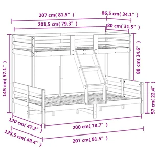 Łóżko piętrowe, 80x200/120x200 cm, białe, lite drewno sosnowe Lumarko! - Łóżka dla dzieci i młodzieży - miniaturka - grafika 10
