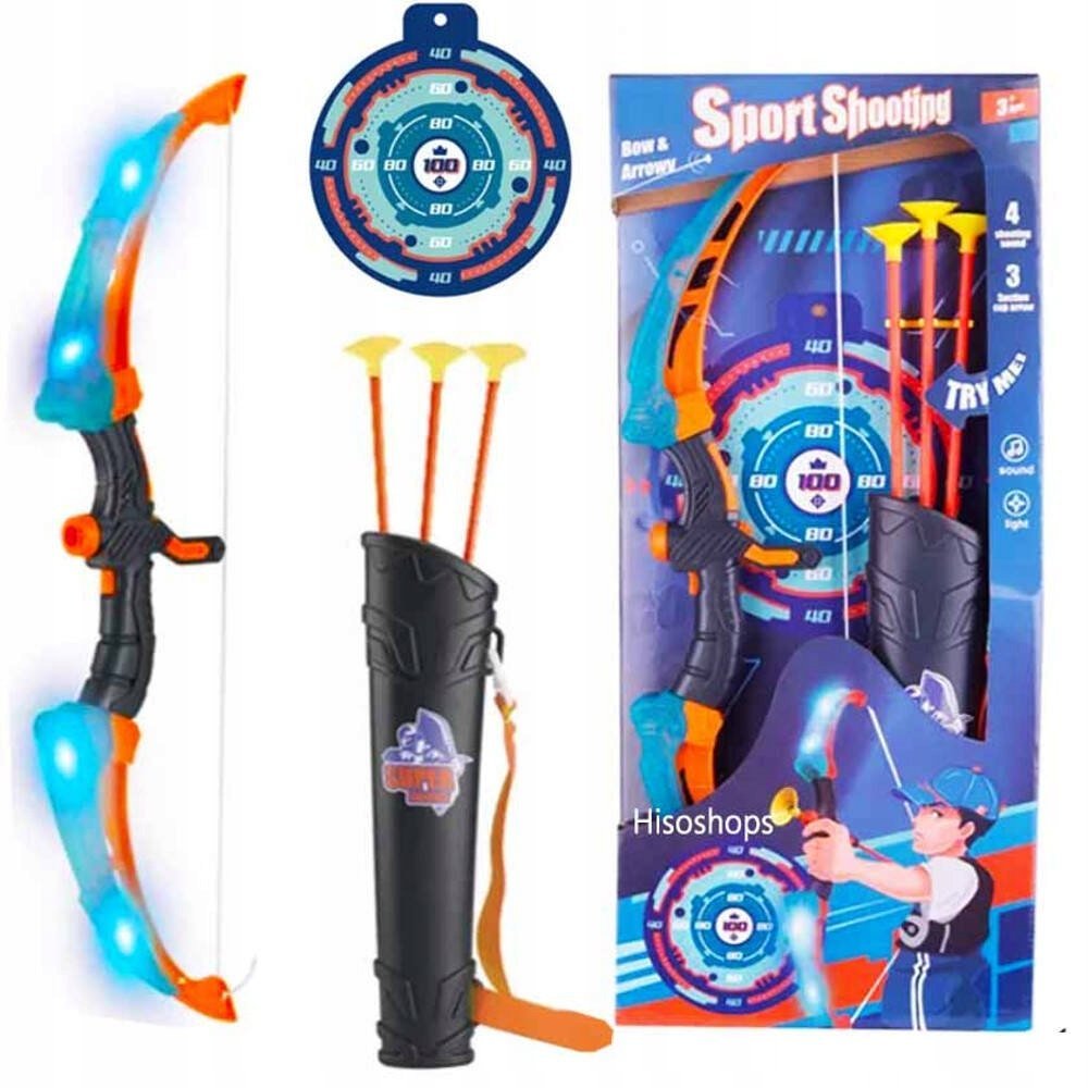 ZESTAW ŁUCZNIKA LED ŚWIECĄCY ŁUK Dla Dzieci STRZAŁY TARCZA Światła 777-716