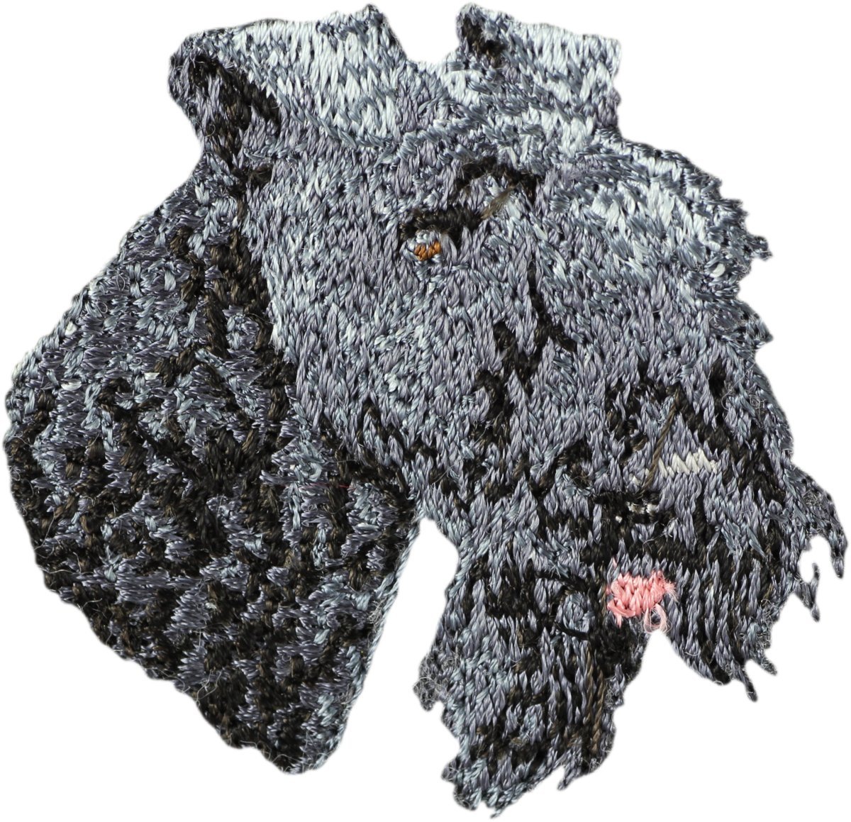 Kerry Blue Terrier, Irish Blue Terrier - naszywka w kształcie psa, haftowana łatka, unikatowa ozdoba do plecaka marki Art-Dog