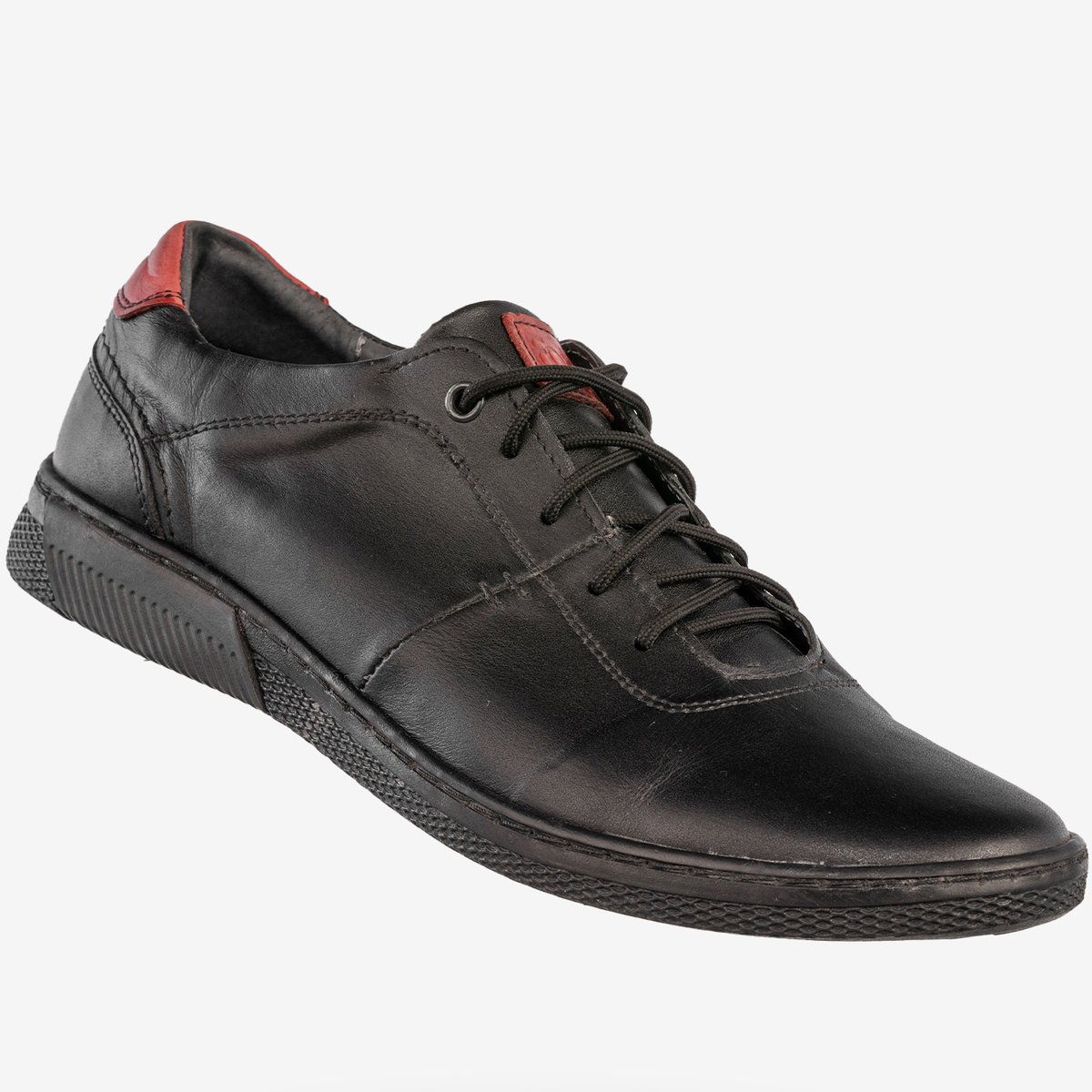 Półbuty Męskie Skórzane Buty Wizytowe Casual Czarne Fox Czarny 41