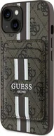 Portfele - Guess 4G Stripes z portfelem MagSafe Apple iPhone 15 szary - miniaturka - grafika 1