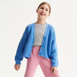 Swetry dla dziewczynek - Reserved - Kardigan z guzikami - Niebieski - grafika 1
