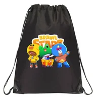 Torby szkolne - P141 PLECAK WOREK NA BUTY TORNISTER BRAWL STARS SPIKE LEON JAKOŚĆ CZARNY - miniaturka - grafika 1