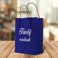 Torby i wózki na zakupy - Granatowa torba papierowa 24 x 32 x 10 cm z Twoim nadrukiem - miniaturka - grafika 1