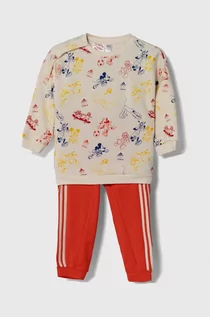 Dresy i komplety dla dziewczynek - adidas dres dziecięcy kolor beżowy - grafika 1