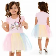 Sukienki - Sukienka TIULOWA Jednorożec KUCYK Tęczowa 92 - miniaturka - grafika 1