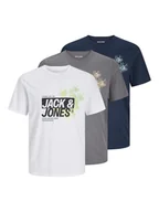 Koszulki męskie - Jack & Jones Koszulki (3 szt.) "Jaxon" w kolorze szaro-biało-granatowym - miniaturka - grafika 1