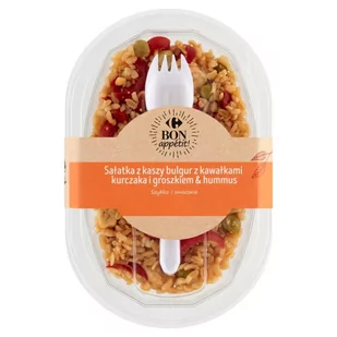 Carrefour Bon appétit Sałatka z kaszy bulgur z kawałkami kurczaka i groszkiem & hummus 210 g - Szybkie dania obiadowe - miniaturka - grafika 1
