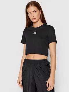 Koszulki i topy damskie - Adidas T-Shirt adicolor Essentials Cropped Tee H37882 Czarny Regular Fit - grafika 1