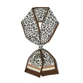 Krawaty i muchy męskie - SZALICZEK z nadrukiem damska długa CHUSTKA elegancka APASZKA jak krawat - miniaturka - grafika 1