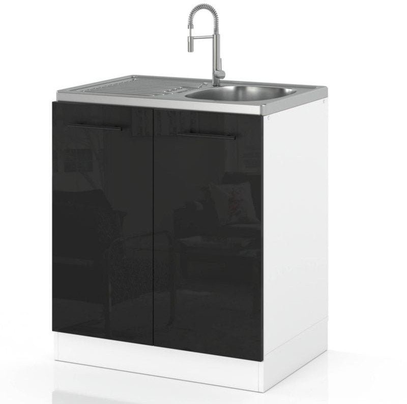 szafka kuchenna dolna pod zlewozmywak modułowa 60cm spremium czarny połysk